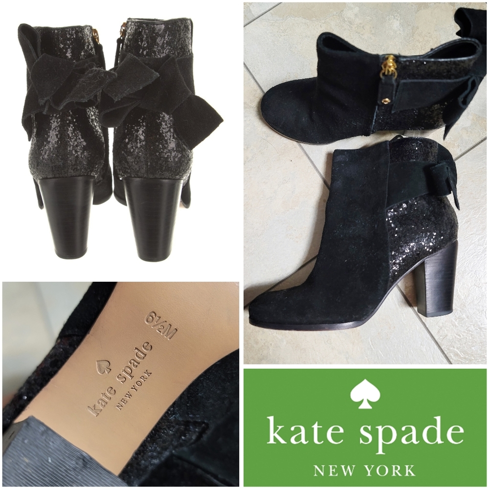 KATE SPADE NEW YORK Suede Glitter Accents Boots size 6.5